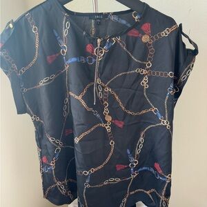 Iris Black Chain Print Women's Top
